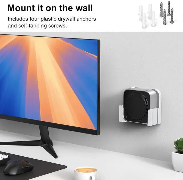 Alt view image 4 of 5 - Qwiizlab Mount for Mac mini M4/M4 Pro 2024, VESA and Wall Mount with Removable Storage Baskets, Anti-Scrath Silicone Pads for Installaion