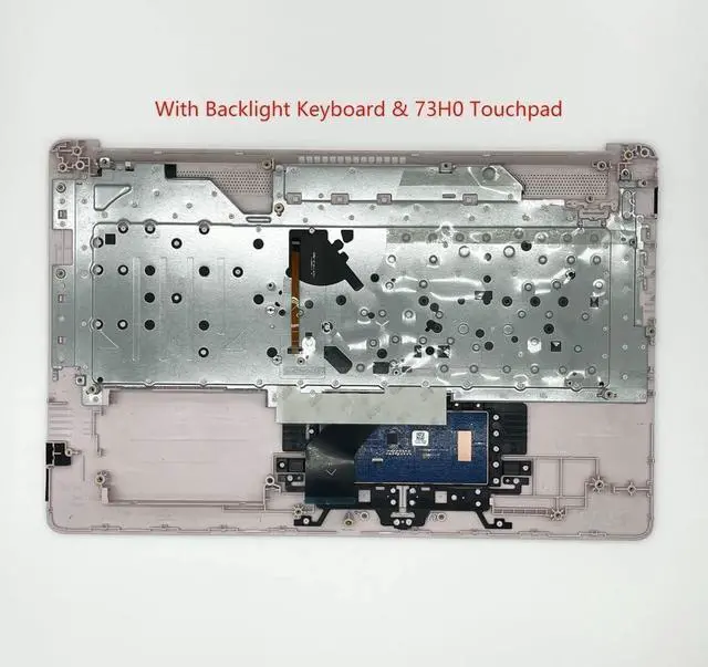 Alt view image 2 of 5 - Replacement Upper Case Palmrest for HP 17T-by 17Z-CA 17-by 17-CA Laptop Backlight Keyboard Assembly Top Cover Touchpad US Layout L28089-001 Tranquil Pink