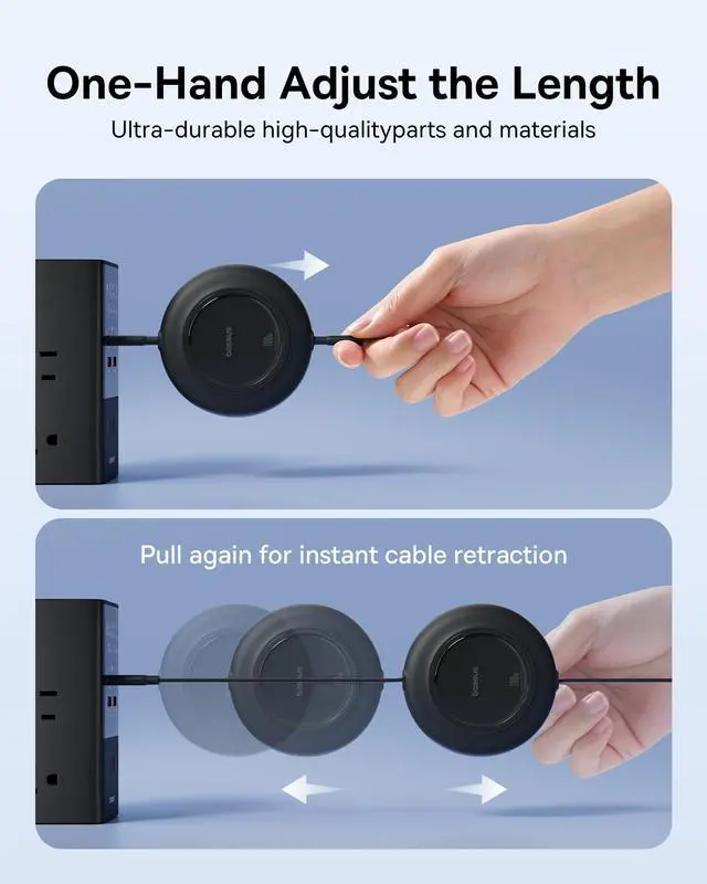 Alt view image 4 of 5 - Baseus USB C Cable, 100W 2-Pack 6.6ft Retractable USBC to USBC Fast Charging Cable, 7-Stage Length Preset Retractable Type C Cord for iPhone 16 15 Pro Plus Pro Max, MacBook, iPad Pro, Samsung S24/S23