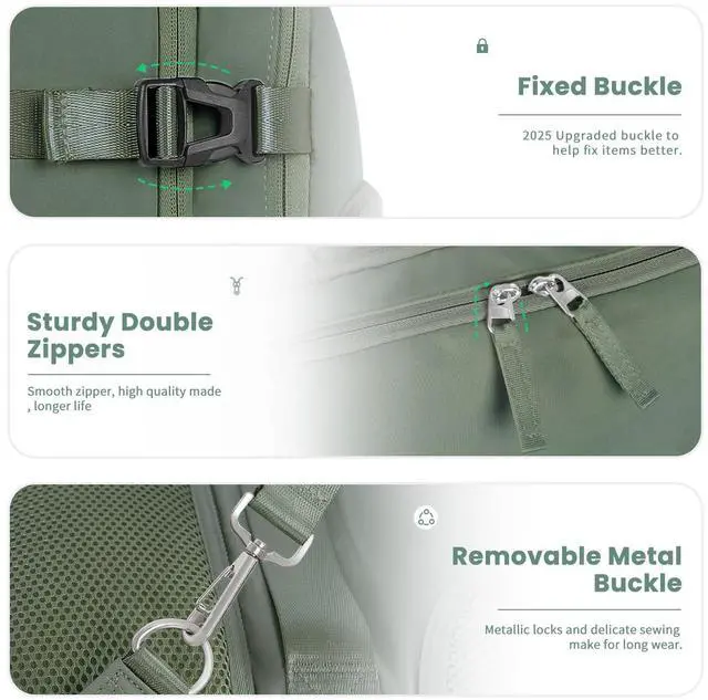 Alt view image 5 of 5 - Sinaliy Personal Item Backpack, Carry on Travel Backpack with Multi-Pockets, Waterproof Casual College 16inch Laptop Backpack for Men Women, Army Green