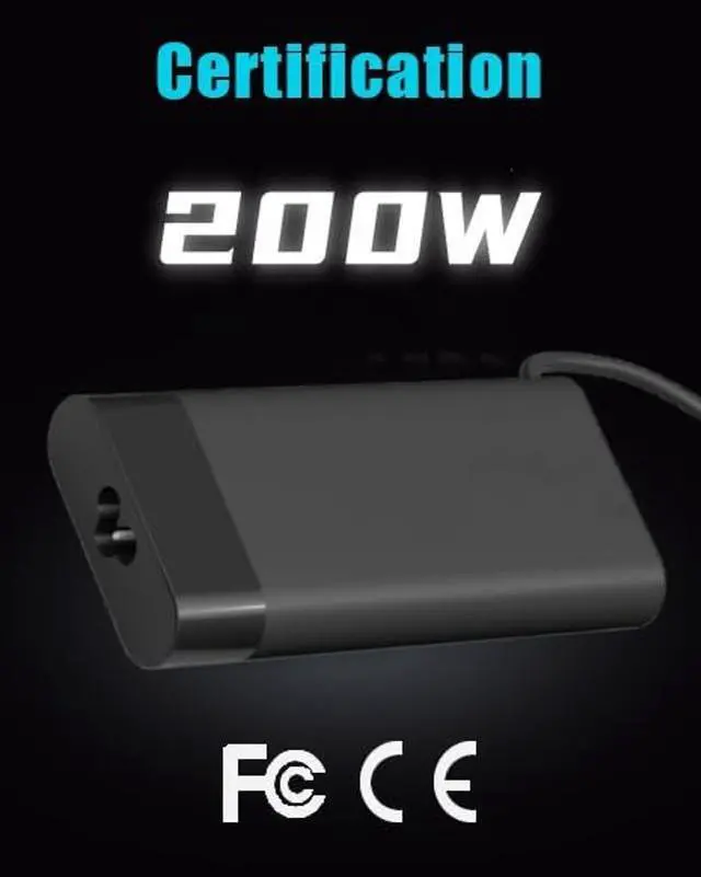 Alt view image 4 of 5 - Charger 200W for HP 15 17 15t 15u 15-ce000 15-dc000 17-an000 OMEN 16 17 ZBook 15 17 G3 V1Q05UT V1Q07UT G4 G5 G6 Victus 15 16 Pavilion Gaming 15 16 17 TPN-CA03 TPN-DA10 TPN-LA21 Adapter Power Laptop