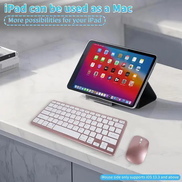 Alt view image 3 of 5 - Wireless Bluetooth Keyboard and Mouse Combo  Rechargeable, Quiet Operation, 3-Device Switching  Perfect for Home Office, Gaming, and Travel,Compatible with Windows, Mac, Android (Rose Gold)