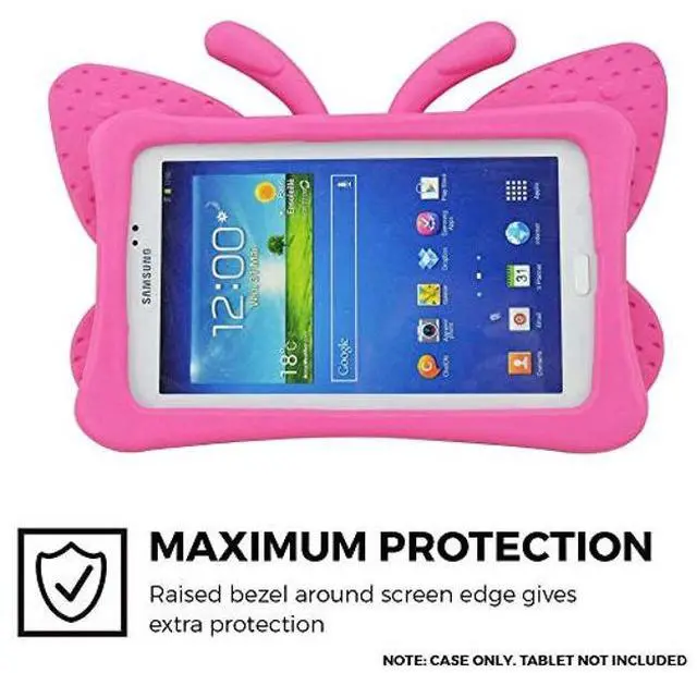 Alt view image 4 of 5 - Tading Kids Case for Samsung Galaxy Tab 4/3/3 Lite 7.0 inch Tablet, Lightweight Shockproof EVA Foam Super Protection Stand Cover for SM T230 P3200 T110 (Not Fit Samsung Galaxy Tab 3/4 10.1") -Hot Pink