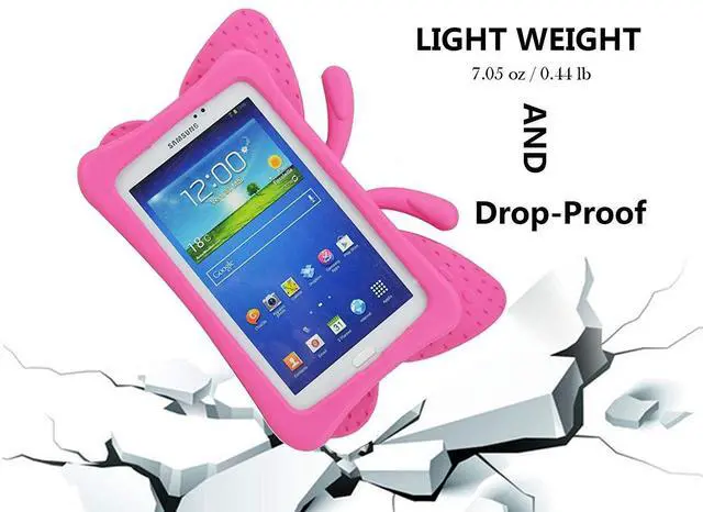 Alt view image 3 of 5 - Tading Kids Case for Samsung Galaxy Tab 4/3/3 Lite 7.0 inch Tablet, Lightweight Shockproof EVA Foam Super Protection Stand Cover for SM T230 P3200 T110 (Not Fit Samsung Galaxy Tab 3/4 10.1") -Hot Pink