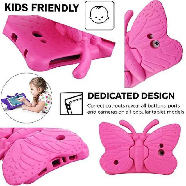 Alt view image 5 of 5 - Tading Kids Case for Samsung Galaxy Tab 4/3/3 Lite 7.0 inch Tablet, Lightweight Shockproof EVA Foam Super Protection Stand Cover for SM T230 P3200 T110 (Not Fit Samsung Galaxy Tab 3/4 10.1") -Hot Pink