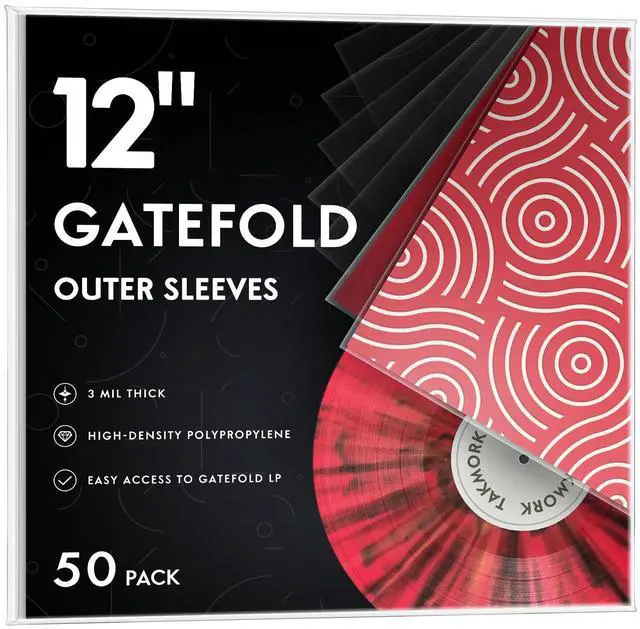 Main image of TAKMORK Gatefold Record Albums Outer Sleeves: Plastic Record Sleeves for 12-inch Vinyl Storage 3 Mil Thick Clear Album Cover Protectors, 50pcs