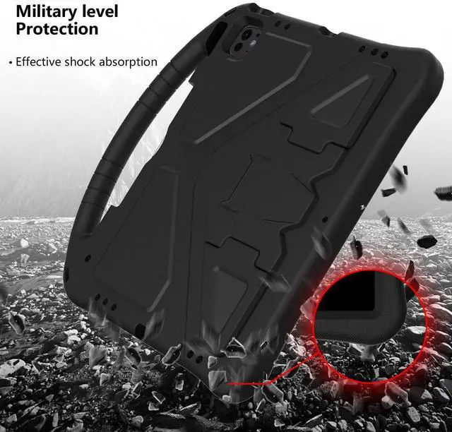 Alt view image 5 of 5 - Kids Case for iPad Pro 13" 2024/Air 13" M3 M2, iPad Pro 12.9 2018-2022 Cover with Pencil Holder, Techcircle Lightweight Shockproof EVA Foam Handle Stand Anti-Slip Grip Rugged Case, Black