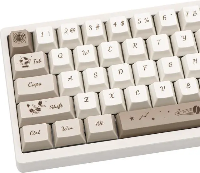 Main image of 146 Keys Coffee Theme Beige and Brown Keycap, Cream Thick Dye Sub PBT Keycap Set, Custom Cherry Profile Keyboard Caps for ANSI/ISO Layout Cherry MX Switches Mechanical Gaming Keyboard