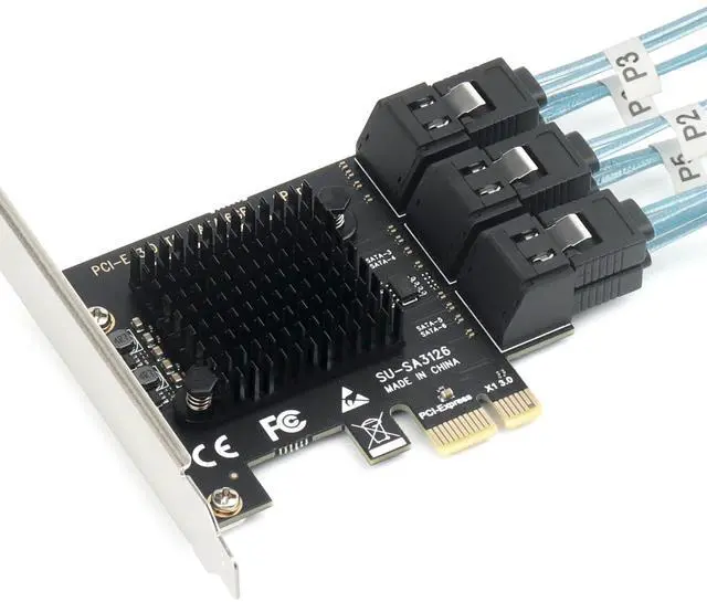 Alt view image 3 of 5 - PCIe to 6-Port SATA 3.0 Expansion Card for 4K Video Editing Storage, ASM1166 Chipset, 6Gbps SSD/HDD Adapter with Heatsink, Plug & Play for Windows/Mac/Linux/NAS