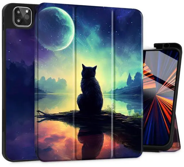 Main image of Tuiklol Case for iPad Pro 13 inch Generation 7th 2024 Release M4 Chip - Built in Support Pencil 2 / USB-C, Slim Protective Stand Back Cover with Smart Trifold Stand Auto Wake/Sleep,Cat and Moon