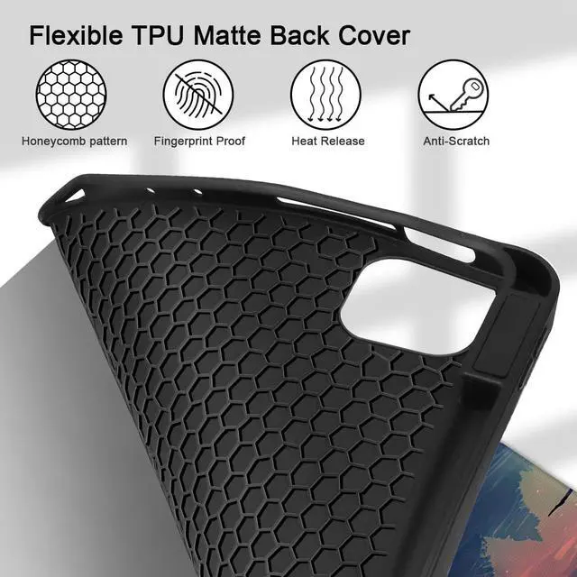 Alt view image 4 of 5 - Tuiklol Case for iPad Pro 13 inch Generation 7th 2024 Release M4 Chip - Built in Support Pencil 2 / USB-C, Slim Protective Stand Back Cover with Smart Trifold Stand Auto Wake/Sleep,Cat and Moon