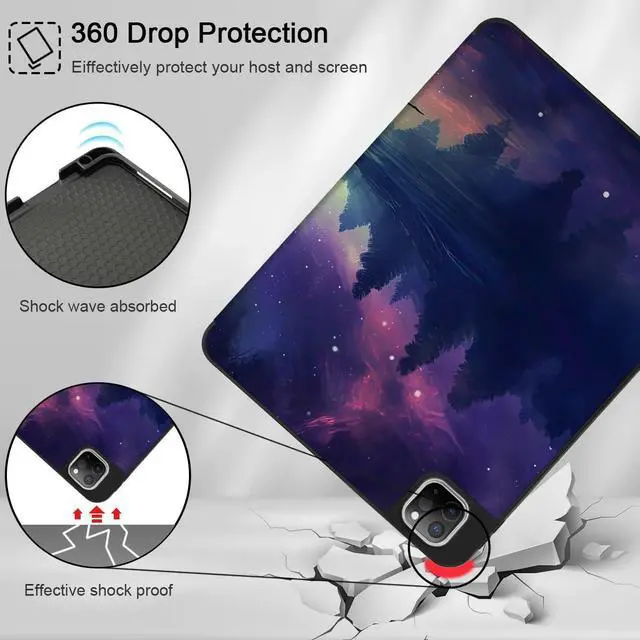 Alt view image 5 of 5 - Tuiklol Case for iPad Pro 13 inch Generation 7th 2024 Release M4 Chip - Built in Support Pencil 2 / USB-C, Slim Protective Stand Back Cover with Smart Trifold Stand Auto Wake/Sleep,Cat and Moon