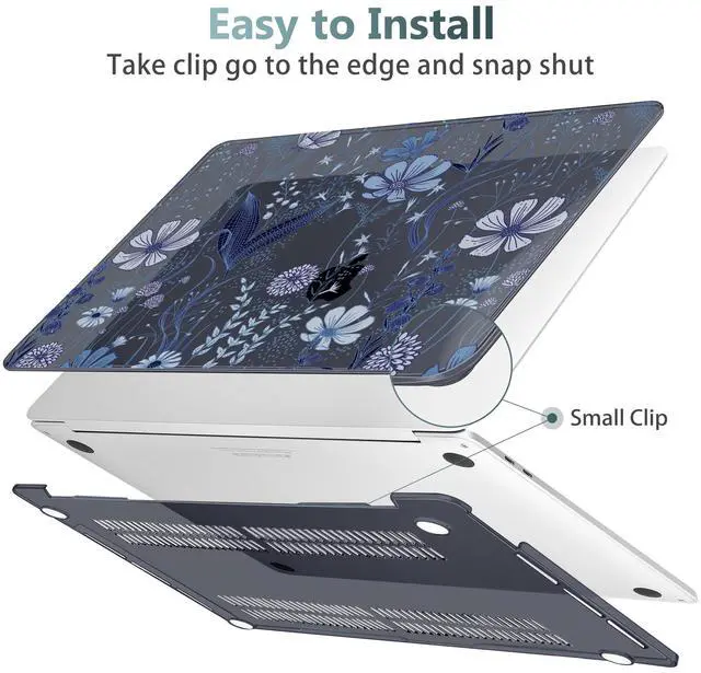 Alt view image 3 of 5 - Tuiklol for MacBook Pro 16 inch Case (2020 2019 Release) Model A2141, Hard Shell Case for Keyboard Cover& OTG & Camera Cover with Retina Display and Touch Bar Fits Touch ID,Blue Line Floral