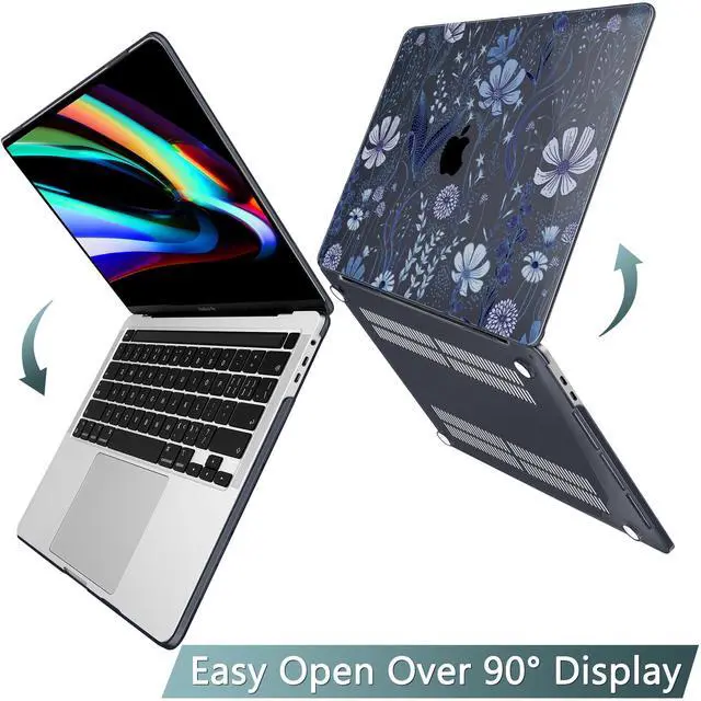 Alt view image 4 of 5 - Tuiklol for MacBook Pro 16 inch Case (2020 2019 Release) Model A2141, Hard Shell Case for Keyboard Cover& OTG & Camera Cover with Retina Display and Touch Bar Fits Touch ID,Blue Line Floral