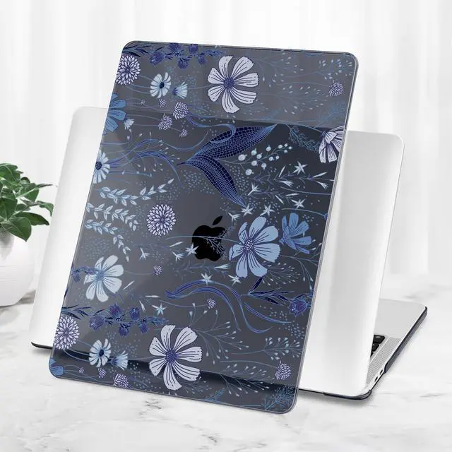 Alt view image 5 of 5 - Tuiklol for MacBook Pro 16 inch Case (2020 2019 Release) Model A2141, Hard Shell Case for Keyboard Cover& OTG & Camera Cover with Retina Display and Touch Bar Fits Touch ID,Blue Line Floral