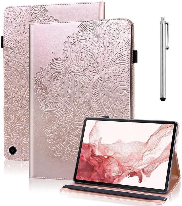 Main image of VODEFOX Case for Kindle Fire HD 10 & 10 Plus Tablet (13th/11th Generation, 2023/2021 Release) 10.1",PU Leather Folio Stand Embossed Flower Cover with Card Slots for Fire Tablet HD 10 2023 - Golden