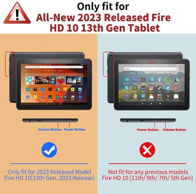 Alt view image 2 of 4 - VODEFOX Case for Kindle Fire HD 10 & 10 Plus Tablet (13th/11th Generation, 2023/2021 Release) 10.1",PU Leather Folio Stand Embossed Flower Cover with Card Slots for Fire Tablet HD 10 2023 - Golden