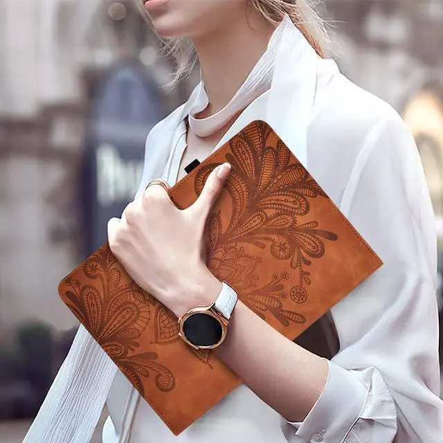 Alt view image 5 of 5 - VODEFOX Case for 7" Kindle Paperwhite 12th Generation 2024 and Kindle Colorsoft Signature Edition 2024, Floral PU Leather Cover with Auto Wake/Sleep for Kindle Paperwhite 2024 - Brown