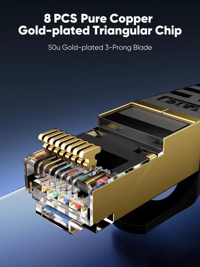 Alt view image 4 of 5 - Cat 8 Ethernet Cable 75 FT Flat, High Speed 40Gbps 2000Mhz Braided Internet Cable with Gold Plated RJ45 Network LAN Cable SSTP, Heavy Duty Ethernet Cord Compatible for PS4/5, for Modems, PC/Laptop