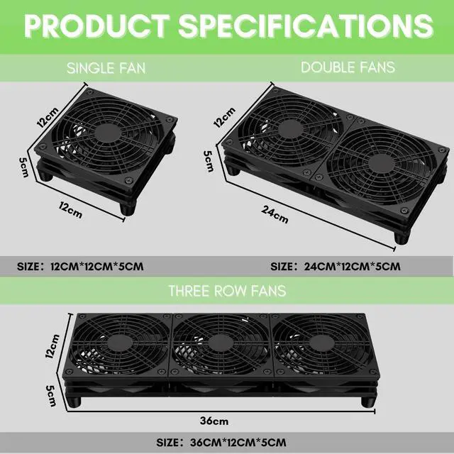 Alt view image 3 of 5 - VTRETU Router Cooling Fan for Computer Cooler Audio Video Network Cabinet Server Cooling Project Equipment and Workstation DC 5V USB Power 120mm 360mm Fan with Switch