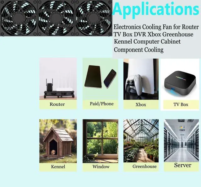 Alt view image 5 of 5 - VTRETU Router Cooling Fan for Computer Cooler Audio Video Network Cabinet Server Cooling Project Equipment and Workstation DC 5V USB Power 120mm 360mm Fan with Switch