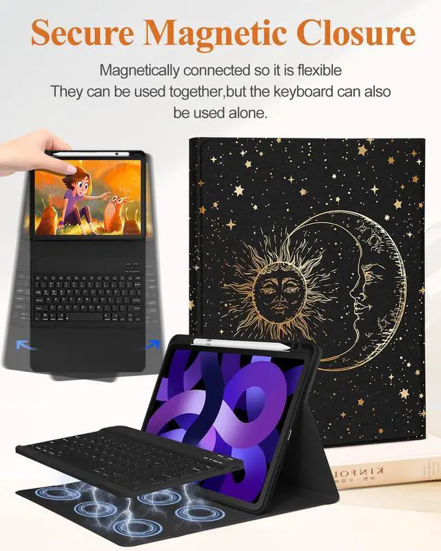 Alt view image 4 of 5 - Wazzasoft for iPad Air 11 inch Case 2024, Air 5th/4th Generation 10.9, Pro 11'' Case with Keyboard Pencil Holder Folio Tablet Cover Women Girls Cute Marble Aesthetic for iPad Air 11 2024 (M2), Pro 11