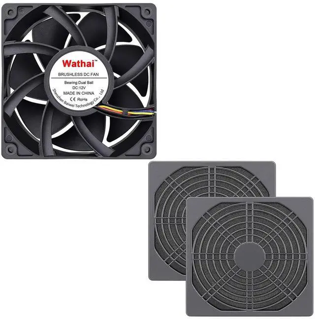 Main image of Wathai 12038 120mm x 38mm PWM Computer PC Case Fan 12V 4pin and Fan Dust Filter