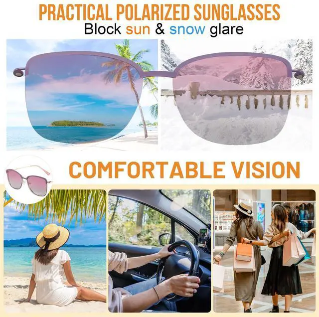 Alt view image 5 of 5 - WEMOOTANTS Blue Light Blocking Glasses for Women with Polarized Sunglasses Clip for Driving, Metal Purple Glasses Switch to Shade