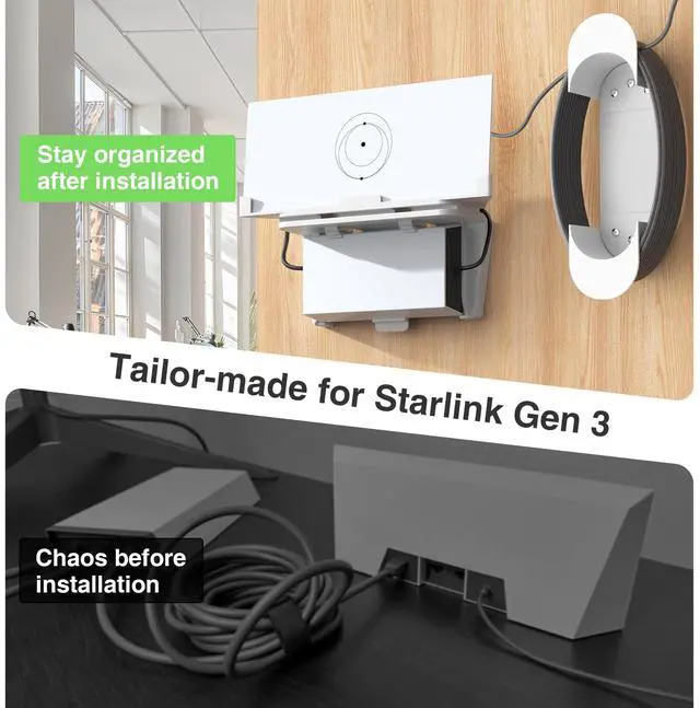 Alt view image 2 of 5 - Starlink Gen 3 Router Mount 2 in 1, with Cable Caddy, Starlink Standard V3 Mesh Router and Star Link Gen 3 Power Supply Mounting Kit, Wall Holder Mesh Node Holder