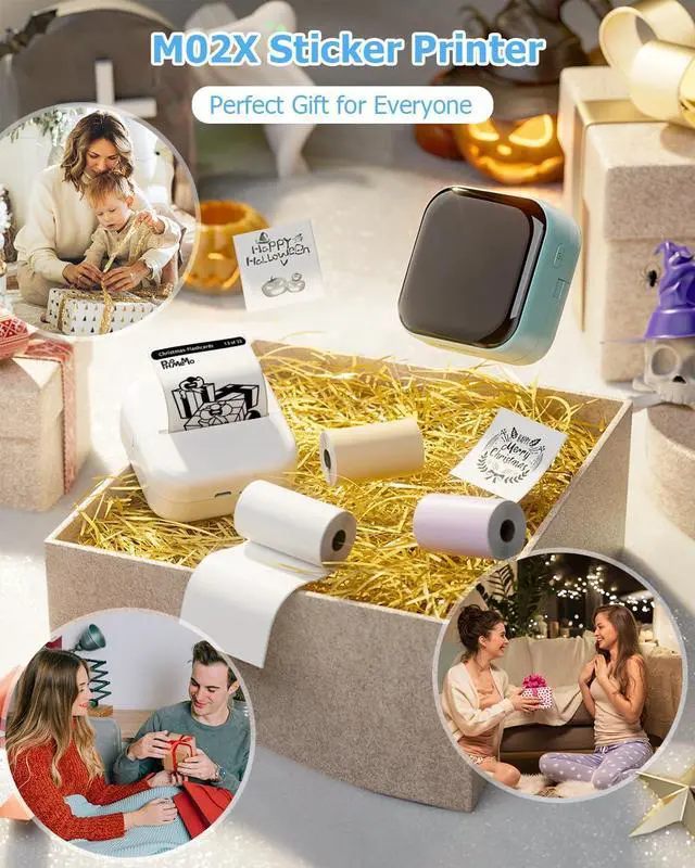 Alt view image 3 of 5 - WCZ Mini Printer M02X Sticker Printer Print Pod Portable Bluetooth Thermal Sticker Maker with 6 Rolls Thermal Paper-50mmx3.5m