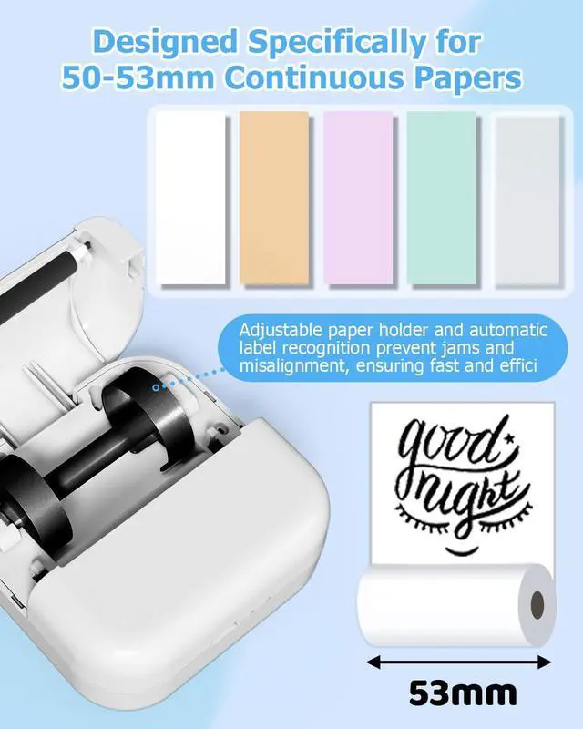 Alt view image 5 of 5 - WCZ Mini Printer M02X Sticker Printer Print Pod Portable Bluetooth Thermal Sticker Maker with 6 Rolls Thermal Paper-50mmx3.5m