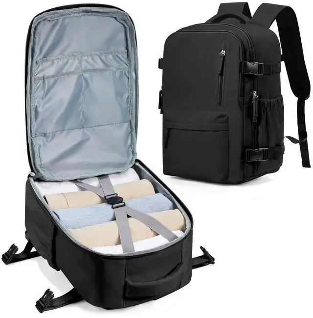 Main image of winspansy Carry on Travel Backpack for Women Men Lightweight Business Gym Laptop Work Backpack Airport Frontier Airlines Personal Item Bag Flight Approved Mochilas de Viaje Black