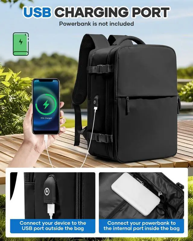 Alt view image 4 of 5 - Vacuum Seal Travel Backpack with Air Pump,Compression Vacpack Waterproof Carry On Backpack for Travel Women men with Vacuum System,Airlines Approved Daypack Laptop Space Saver Bags,Black