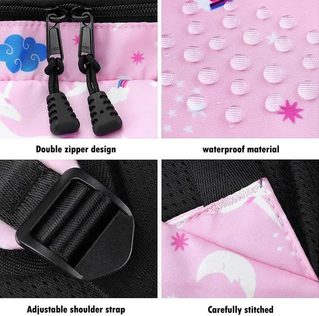 Alt view image 4 of 5 - Xinveen Unicorn School Bag, Waterproof School Backpack Soft Lightweight Laptop Backpack Rucksack Casual Bookbag for Women Travel Outdoor Pink