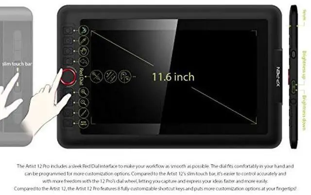 Alt view image 3 of 5 - XPPen Artist12 Pro 11.6" Drawing Tablet with Screen Pen Display Full-Laminated Graphics Tablet and XPPen AC42 Graphics Tablet Stand Drawing Tablet Stand Laptop Stand Mobile Device Stand Holder