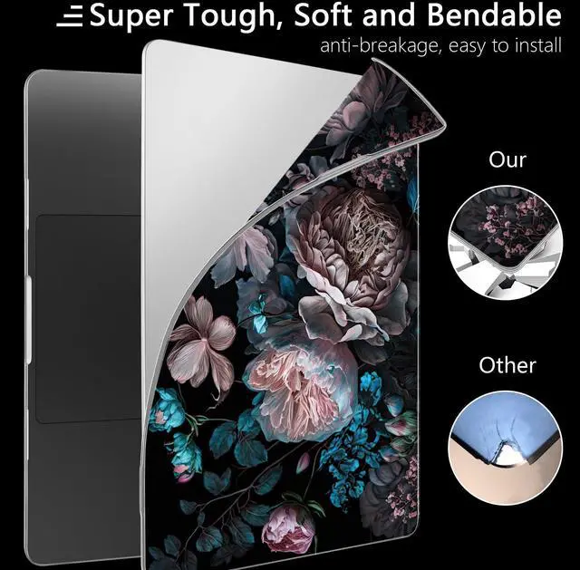 Alt view image 5 of 5 - Yebiseven for M3/M2/M1 MacBook Pro 14" Case 2023 2021 Released A2918/ A2992/ A2779/ A2442, Hard Shell Case with Keyboard Cover+Screeen Film+OTG Adapter+2 Webcam Covers, Colorful Flower