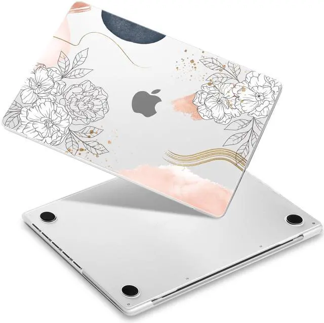 Main image of Yebiseven for M3/M2/M1 MacBook Pro 14" Case 2023 2021 Released A2918/ A2992/ A2779/ A2442, Hard Shell Case with Keyboard Cover+Screeen Film+OTG Adapter+2 Webcam Covers, Flower Elements