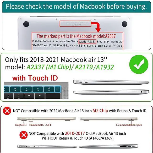Alt view image 5 of 5 - Yicomon Compatible with MacBook Air 13 inch Case 2020 2021 M1 A2337 A2179 A1932, Plastic Hard Shell Case for Mac Air 13 with Touch ID (2018-2021) - Cute Dog On Snowy Day