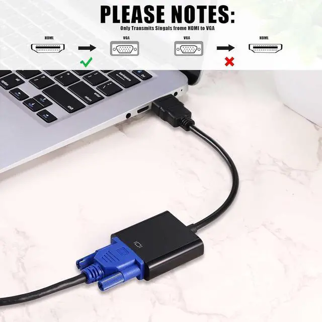 Alt view image 4 of 5 - Yunsailing 20 Pack HDMI to VGA Adapter Converter Bulk Gold Plated Black HDMI to VGA Cable Compatible with Raspberry Pi Computer Desktop Laptop Monitor HDTV Projector