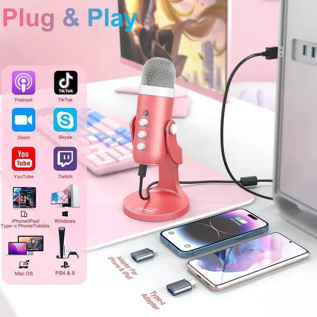 Alt view image 4 of 5 - ZealSound Gaming USB Microphone k66p and d65w Furry Cover