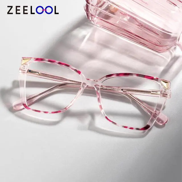 Alt view image 4 of 5 - Zeelool Oversized Blue Light Glasses for Woman Pink Butterfly Eyeglasses Fashion Computer Eyewear Anti Eyestrain Shelia JGT345649-04B
