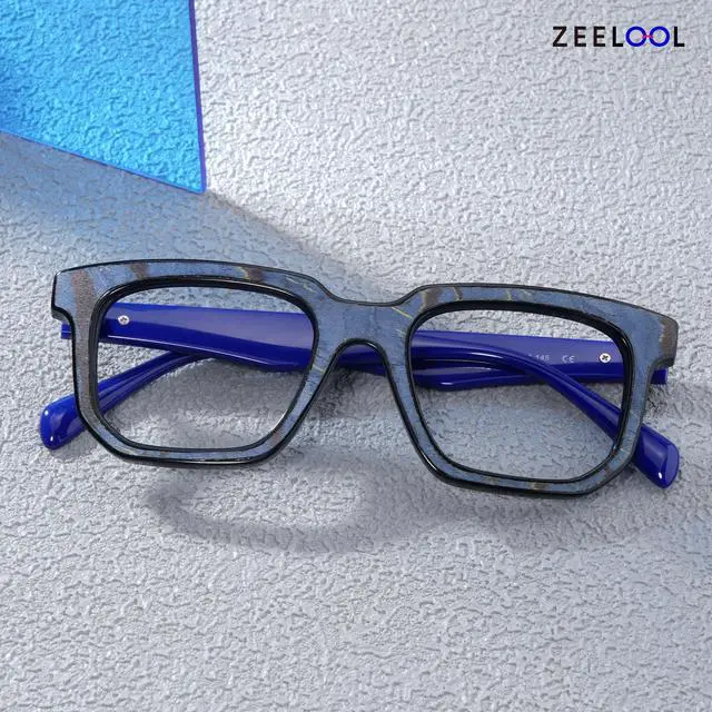 Alt view image 3 of 5 - Zeelool Stylish Square Blue Light Blocking Glasses for Men TV Phone Computer Gaming Glasses Keylin ZJGA690071-01 Blue