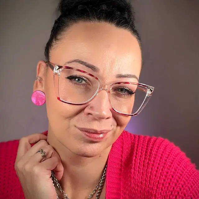 Alt view image 3 of 5 - Zeelool Oversized Blue Light Glasses for Woman Pink Butterfly Eyeglasses Fashion Computer Eyewear Anti Eyestrain Shelia JGT345649-04B