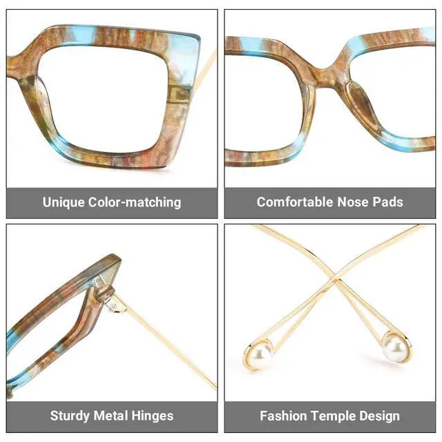 Alt view image 4 of 5 - Zeelool Oversized Thick Blue Light Glasses for Women Square Eyeglasses Anti Blue Light Chic Pink Eyewear JGT001892-15B