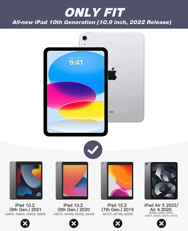 Alt view image 2 of 5 - ZryXal iPad (A16) Case/iPad 10th Generation Case [11-Inch 2025/10.9 Inch 2022] with Pencil Holder, Smart Cover with Soft TPU Back [Support Auto Wake/Sleep] (Dark Blue)