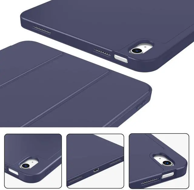 Alt view image 4 of 5 - ZryXal iPad (A16) Case/iPad 10th Generation Case [11-Inch 2025/10.9 Inch 2022] with Pencil Holder, Smart Cover with Soft TPU Back [Support Auto Wake/Sleep] (Dark Blue)