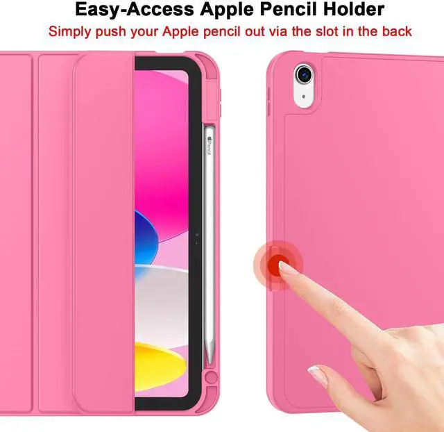 Alt view image 3 of 5 - ZryXal iPad (A16) Case/iPad 10th Generation Case [11-Inch 2025/10.9 Inch 2022] with Pencil Holder, Smart Cover with Soft TPU Back [Support Auto Wake/Sleep] (Peach Red)