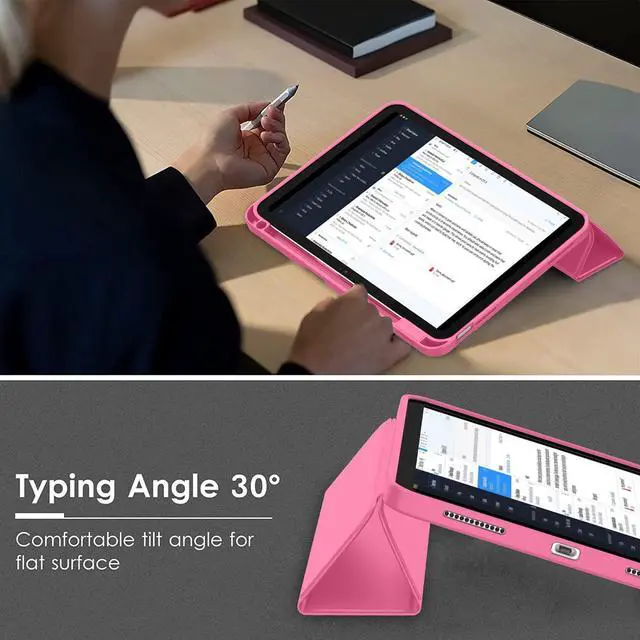 Alt view image 5 of 5 - ZryXal iPad (A16) Case/iPad 10th Generation Case [11-Inch 2025/10.9 Inch 2022] with Pencil Holder, Smart Cover with Soft TPU Back [Support Auto Wake/Sleep] (Peach Red)