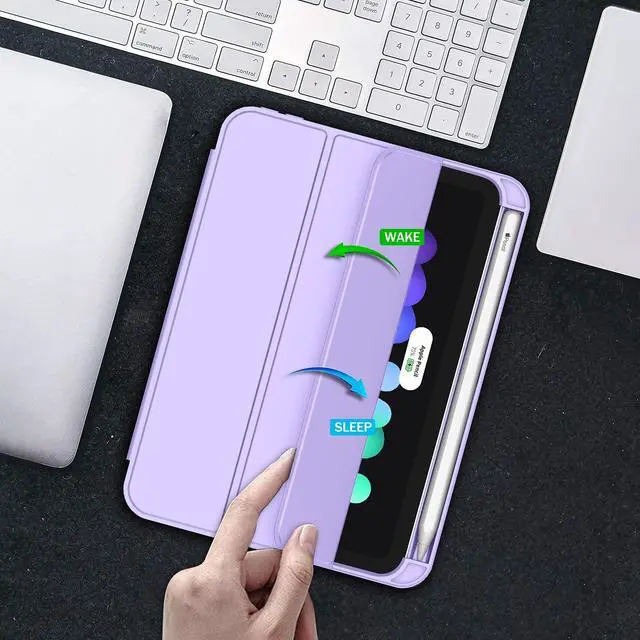 Alt view image 4 of 5 - ZryXal for iPad Mini 7 Case A17 Pro 2024/iPad Mini 6 Case 2021 8.3 Inch with Pencil Holder, iPad Mini 7th/6th Generation Case with Soft TPU Back and Auto Sleep/Wake, Clove Purple