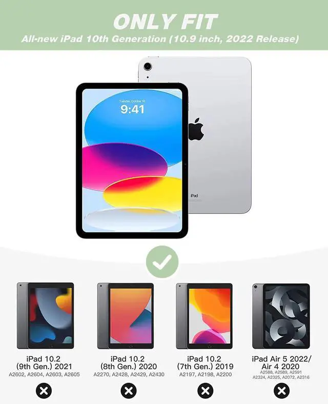 Alt view image 2 of 5 - ZryXal iPad (A16) Case/iPad 10th Generation Case [11-Inch 2025/10.9 Inch 2022] with Pencil Holder, Smart Cover with Soft TPU Back [Support Auto Wake/Sleep] (Matcha Green)